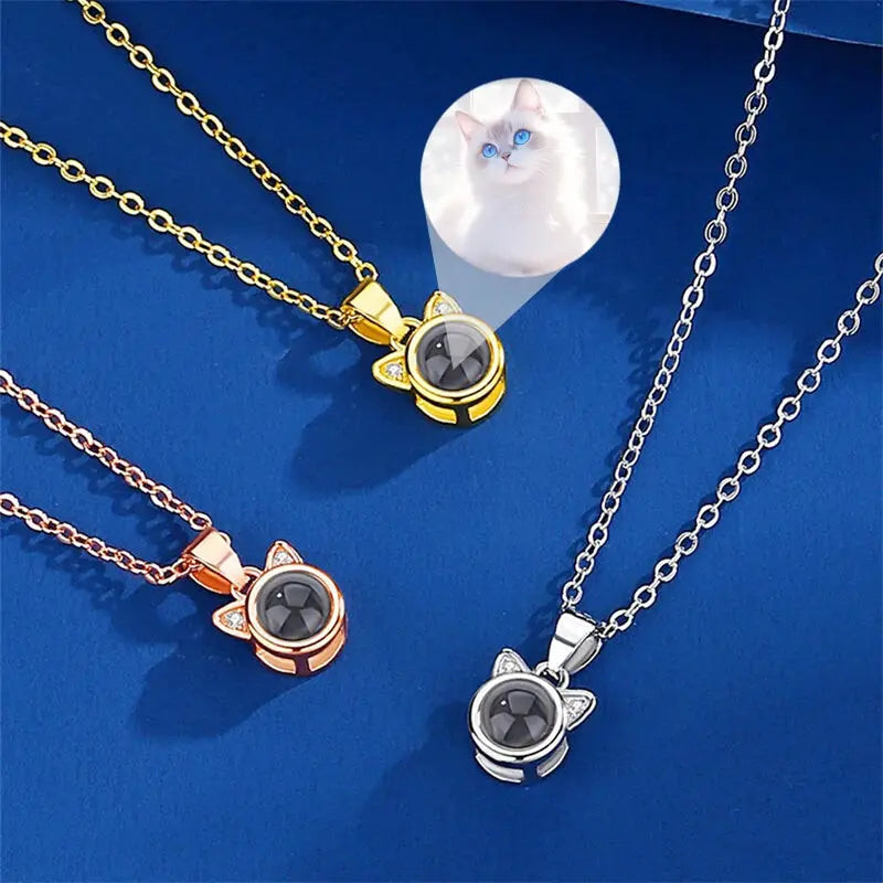 Collier Pendentif Chat avec Photo Argent