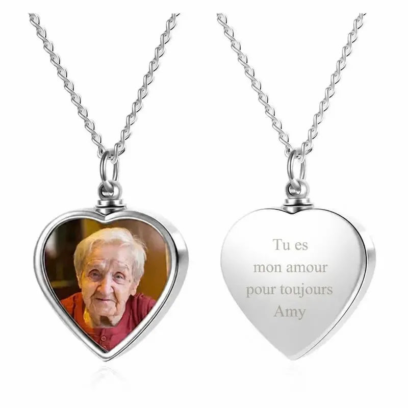 Collier Pendentif Coeur avec Photo Argent