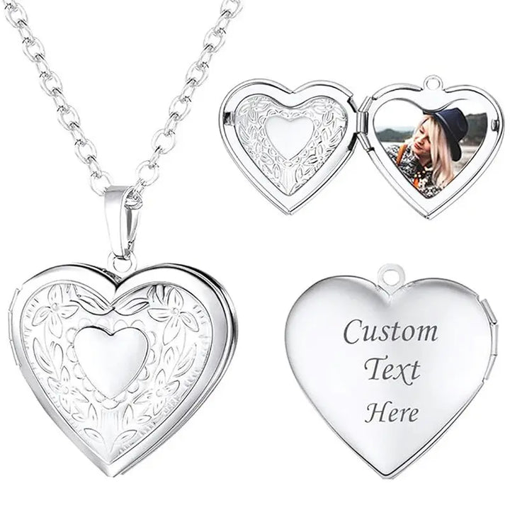 Collier Pendentif Coeur Photo Argent