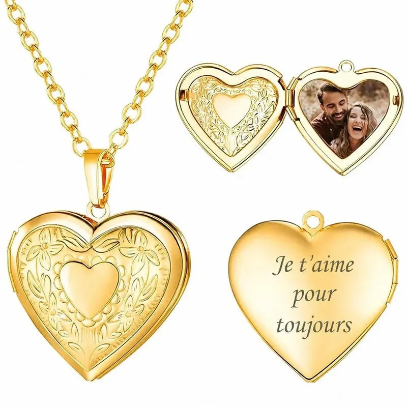 Collier Pendentif Coeur Photo Or