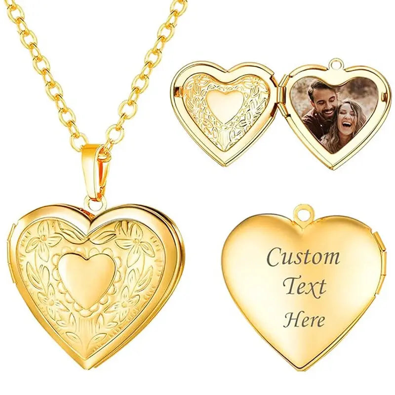 Collier Pendentif Coeur Photo Or
