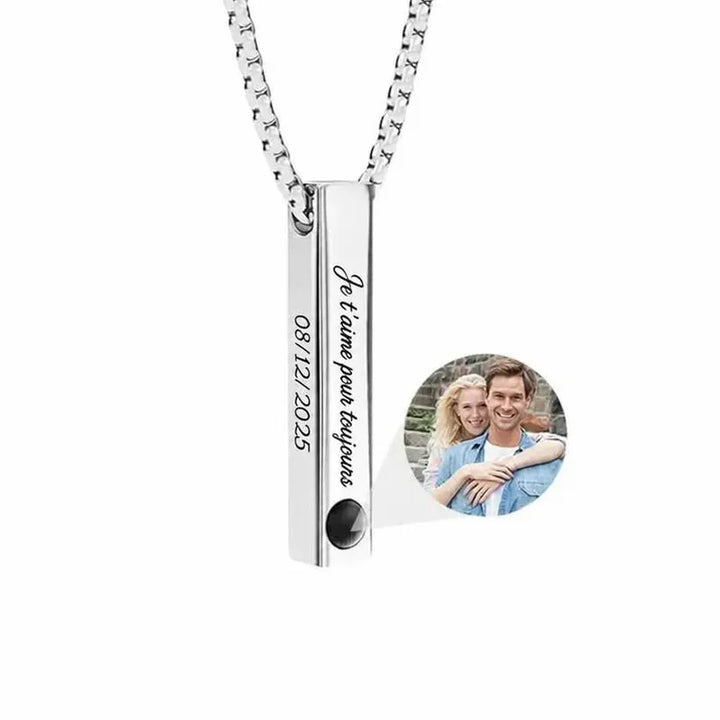 Collier Photo Gravé Personnalisé Argent
