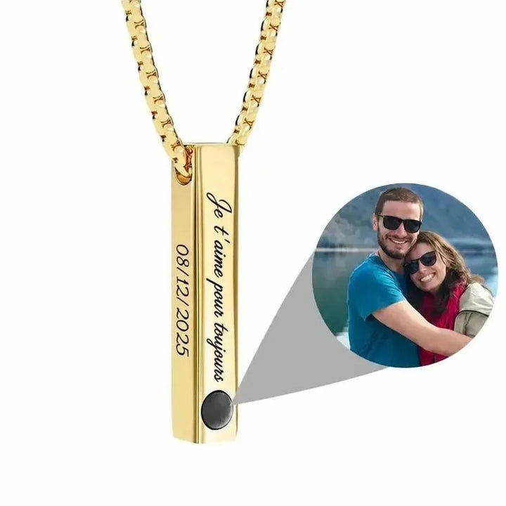 Collier Photo Gravé Personnalisé Or