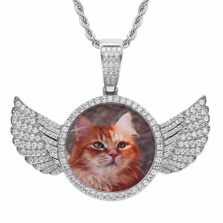 Collier Photo Personnalisé Zircons Scintillants Argent