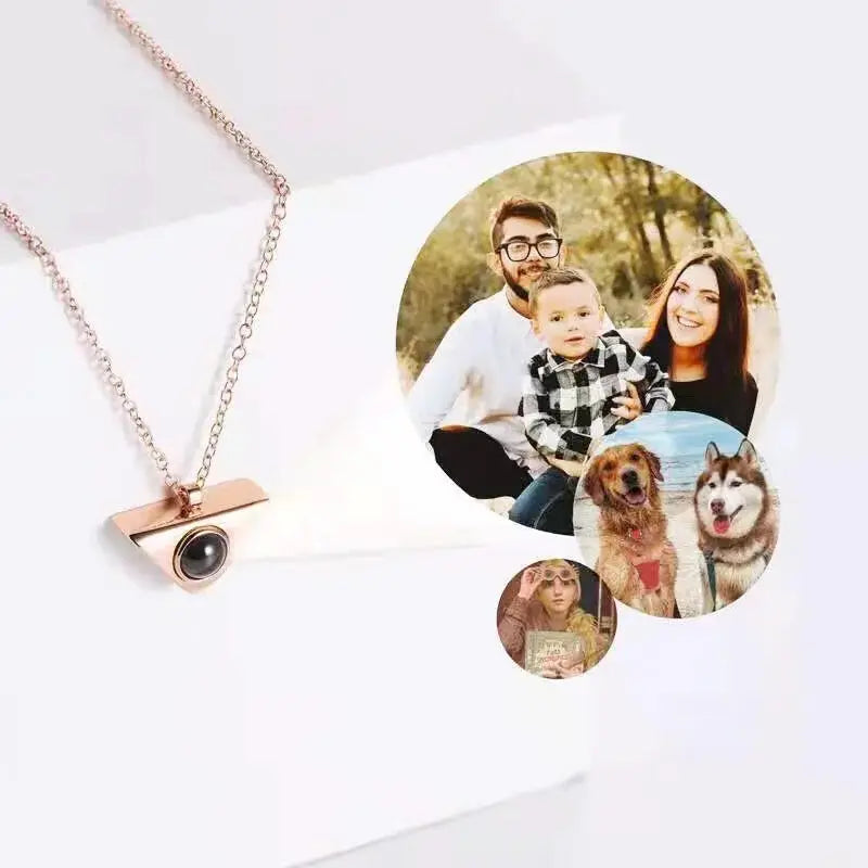 Collier Projection avec Photo Or Rose
