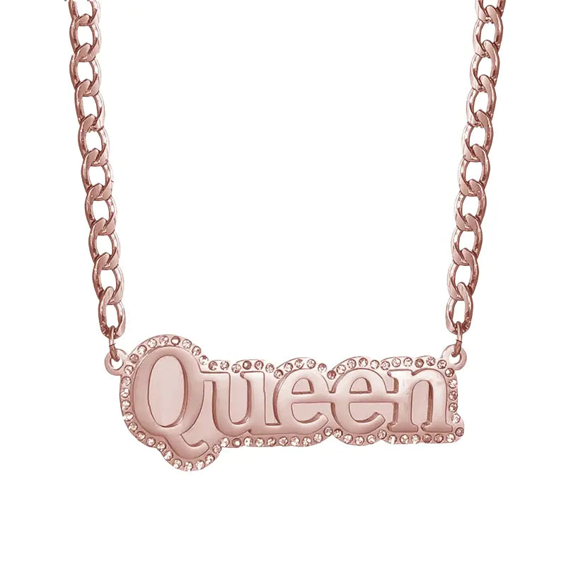 Collier Rappeur Bling Bling Personnalisable Or Rose
