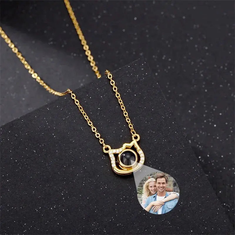 Collier Tête de Chat Personnalisé Or