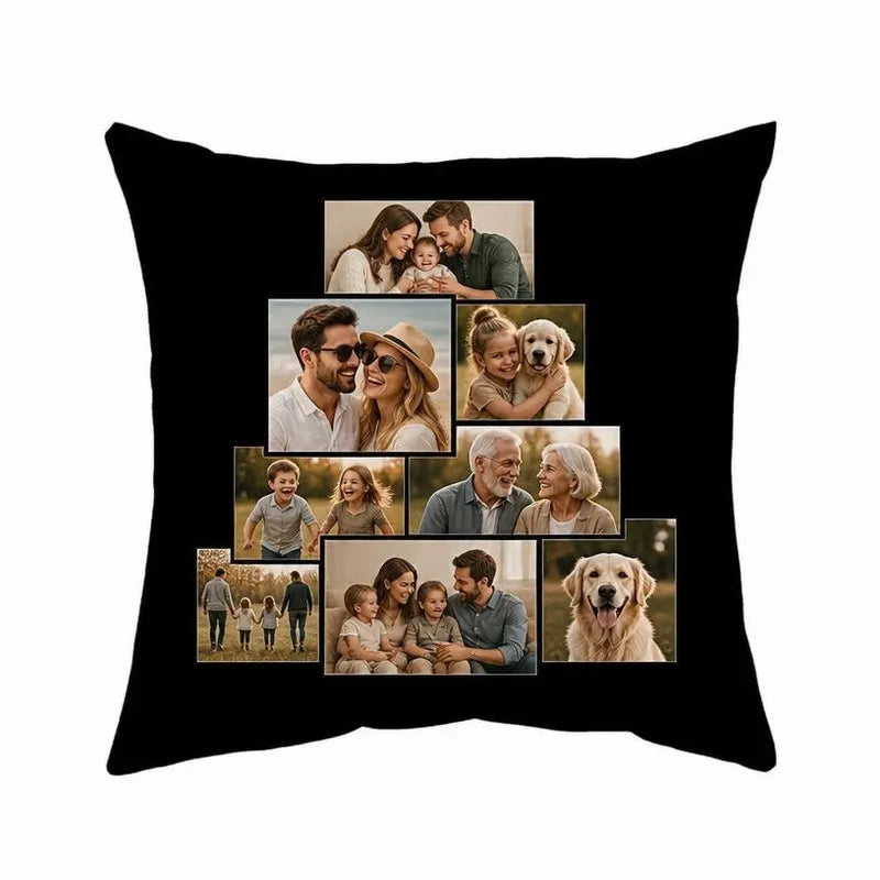 Exemple de coussin avec photos personnalisées en escalier
