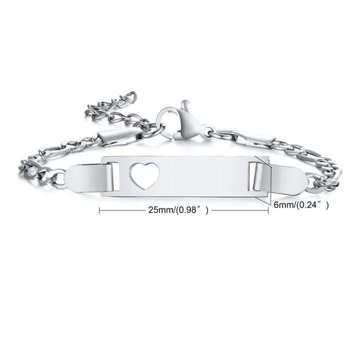 Gourmette Personnalisable Bébé Cœur sur le bracelet Argent