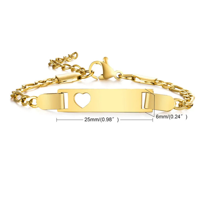 Gourmette Personnalisable Bébé Cœur sur le bracelet Or