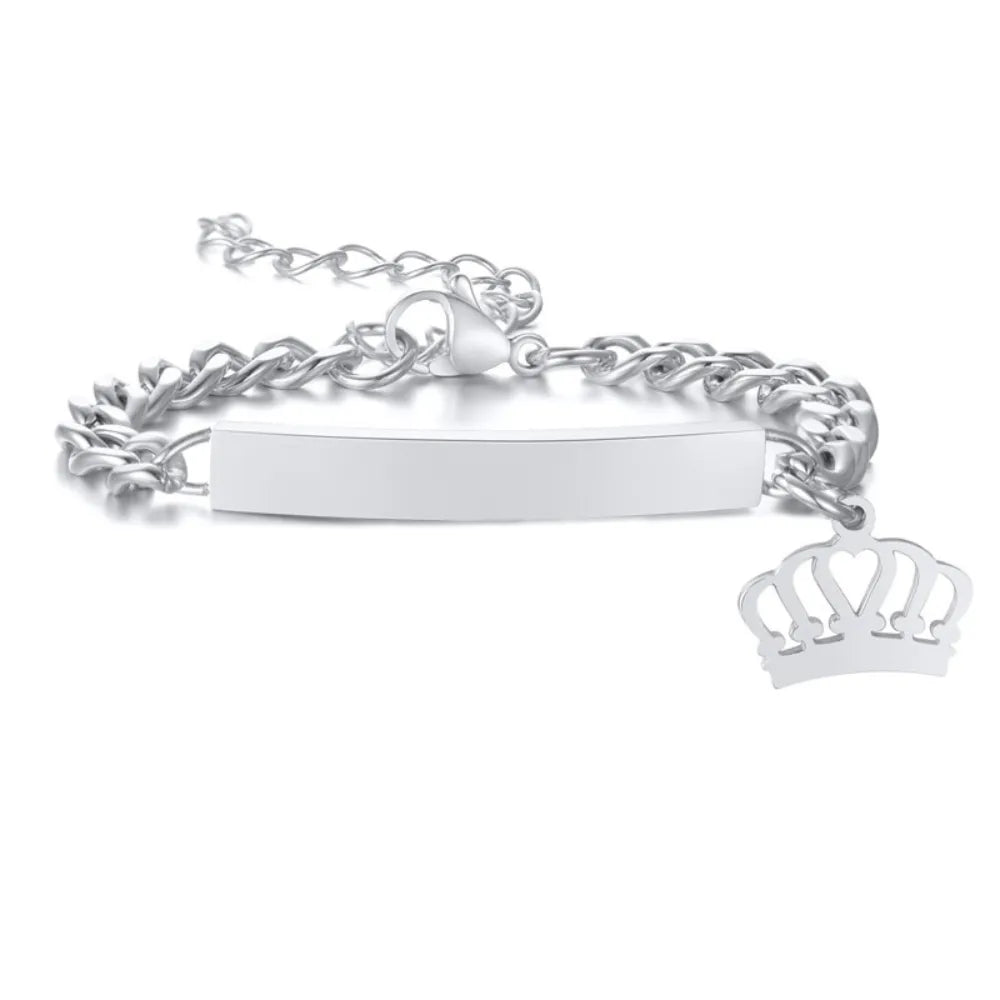 Gourmette Personnalisable Bébé Couronne Argent