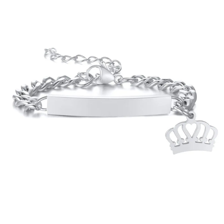Gourmette Personnalisable Bébé Couronne Argent