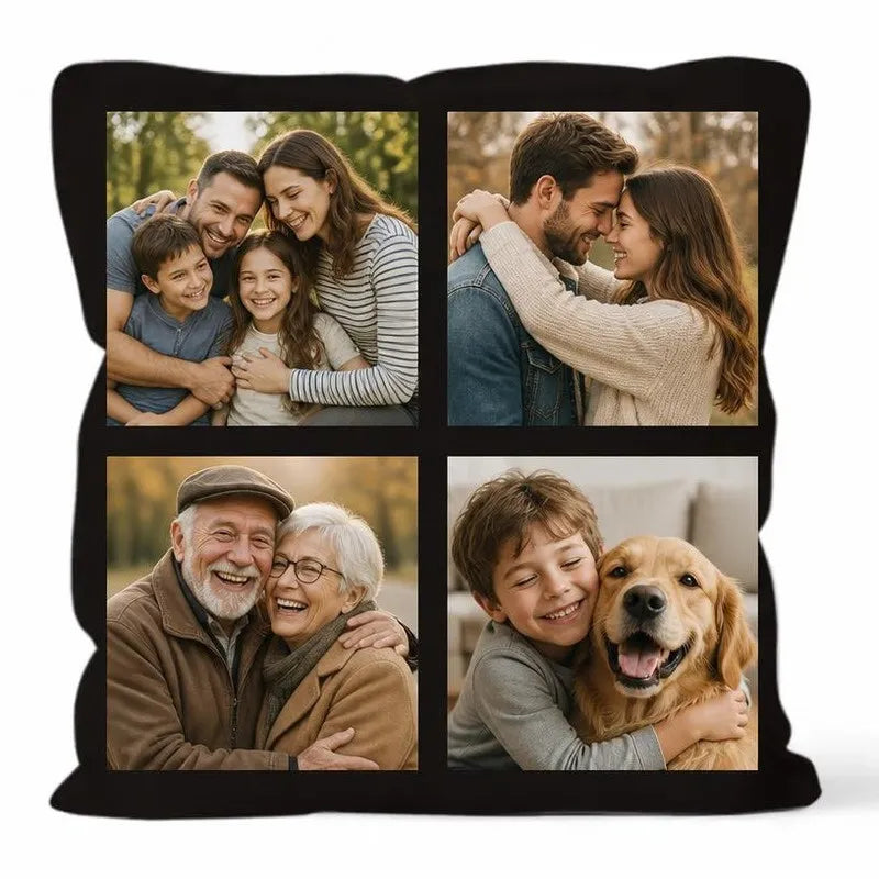 Exemple de housse de coussin personnalisée avec 4 photos