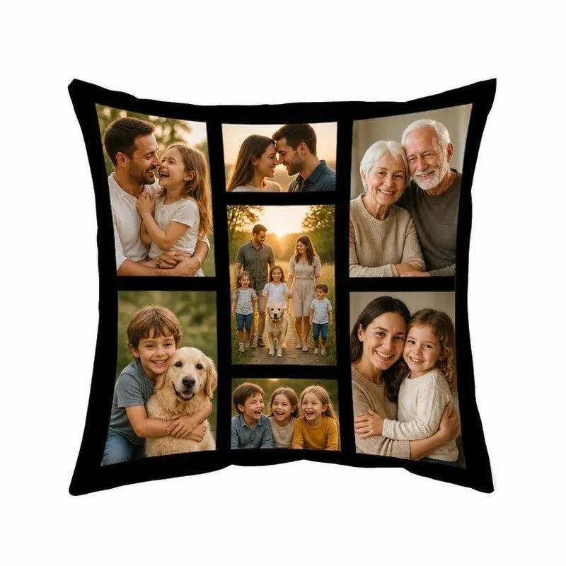 Exemple de housse de coussin photo remplie avec 7 photos