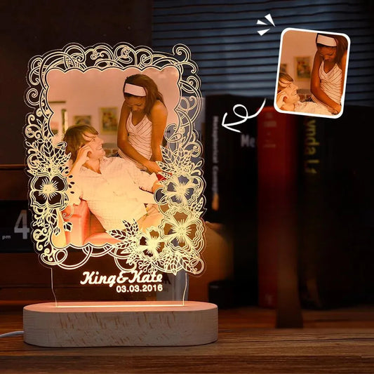 Veeki Lampe personnalisée avec 8 photos Lampe de nuit personnalisée pour  maman Nom de famille Lampe pour la fête des mères Lumières LED pour chambre  à coucher (famille)