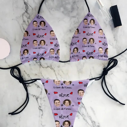 Maillot de Bain Personnalisé Femme - Prénom = Love / Vert