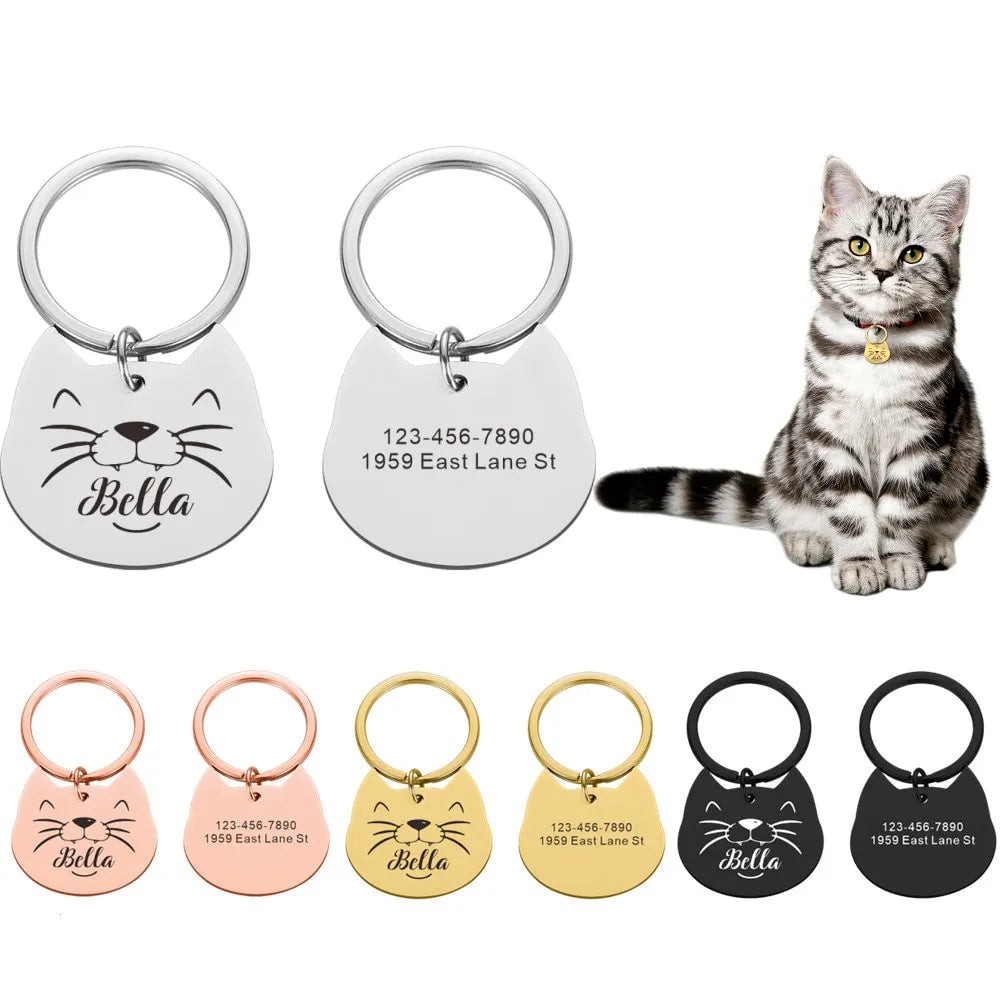 Pendentif en inox gravé Chat et rose | UK Pendentif en inox gravé Chat et rose | UK