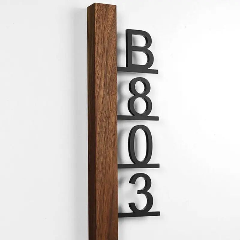 Numéro pour Maison Design Noir & Bois Foncé Horizontal