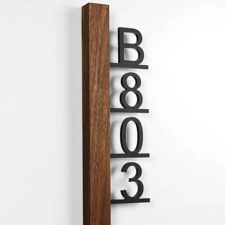 Numéro pour Maison Design Noir & Bois Foncé Horizontal