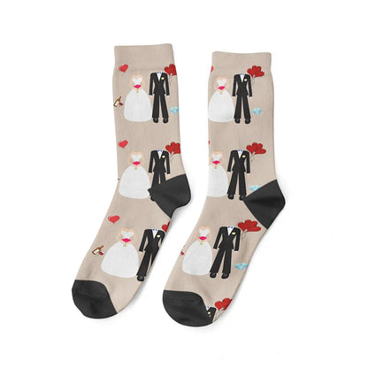 Paire de Chaussettes Couple et Mariage Beige