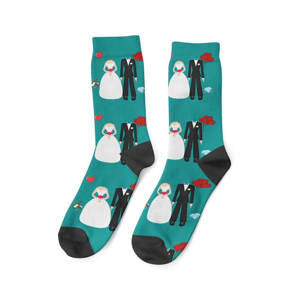 Paire de Chaussettes Couple et Mariage Bleu Canard