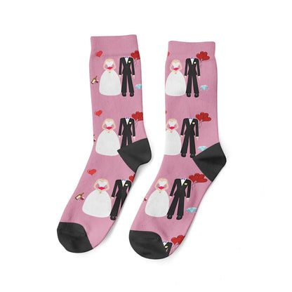 Paire de Chaussettes Couple et Mariage - Rose