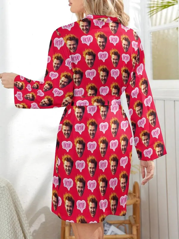 Peignoir Couple Personnalisable Rouge Love