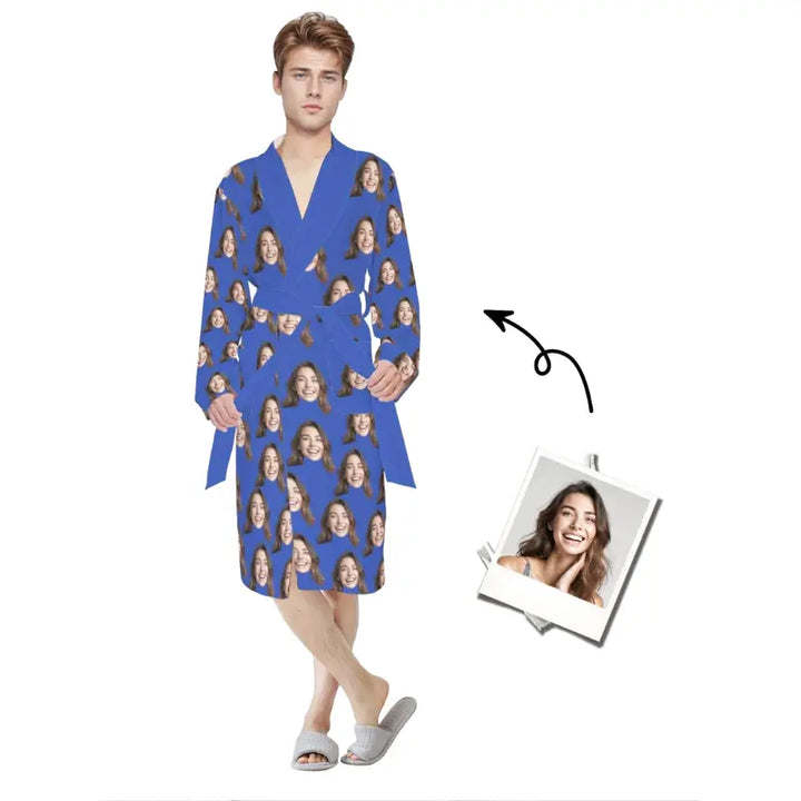 Peignoir de Bain Femme Personnalisé Bleu