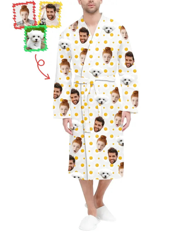Peignoir Homme à Personnaliser Beige et jaune