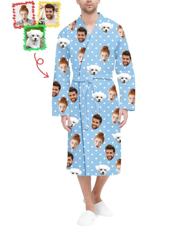 Peignoir Homme à Personnaliser Bleu
