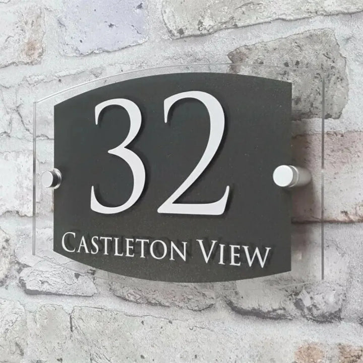 Plaque de Numéro de Maison Blanc et Anthracite