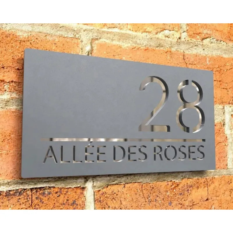 Plaque Décorative Extérieur Maison Noir Argent