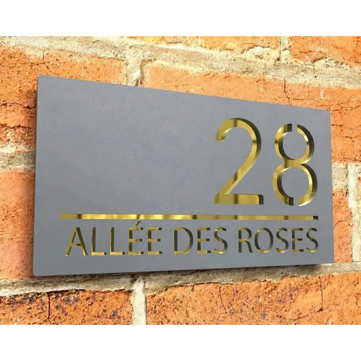 Plaque Décorative Extérieur Maison Noir Or