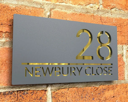 Plaque Décorative Extérieur Maison - Noir / Or / 24x45cm