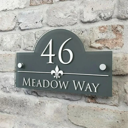 Plaque Personnalisée Maison - Argent et Gris / 25x15cm