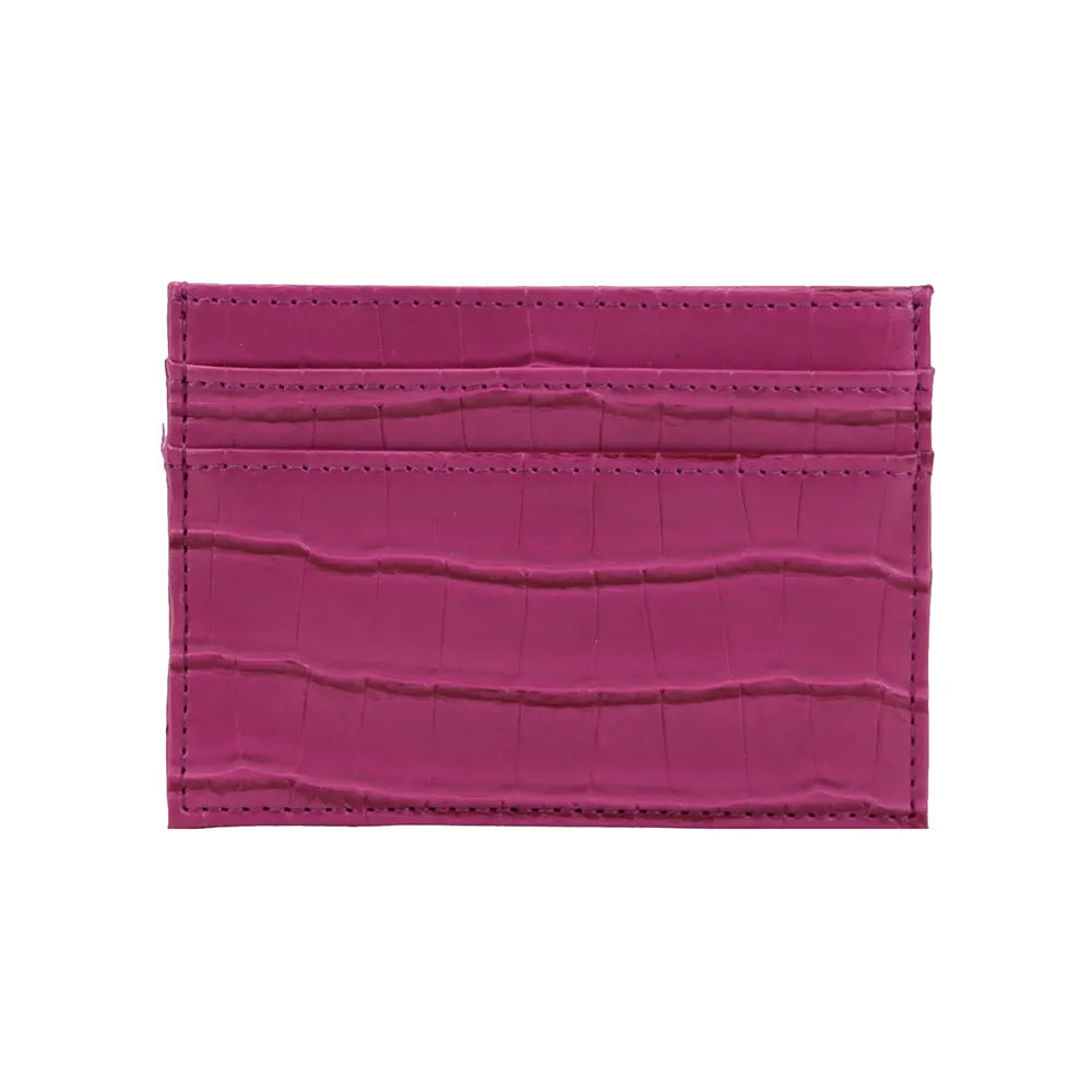 Porte Carte Personnalisé Rose Pétant Imitation Crocodile