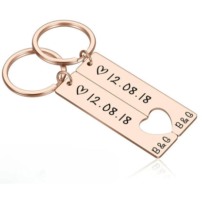 Porte Clé Date Couple Or rosé