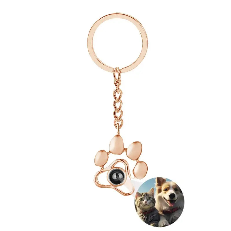 Porte Clé Patte de Chien Personnalisé Or Rose