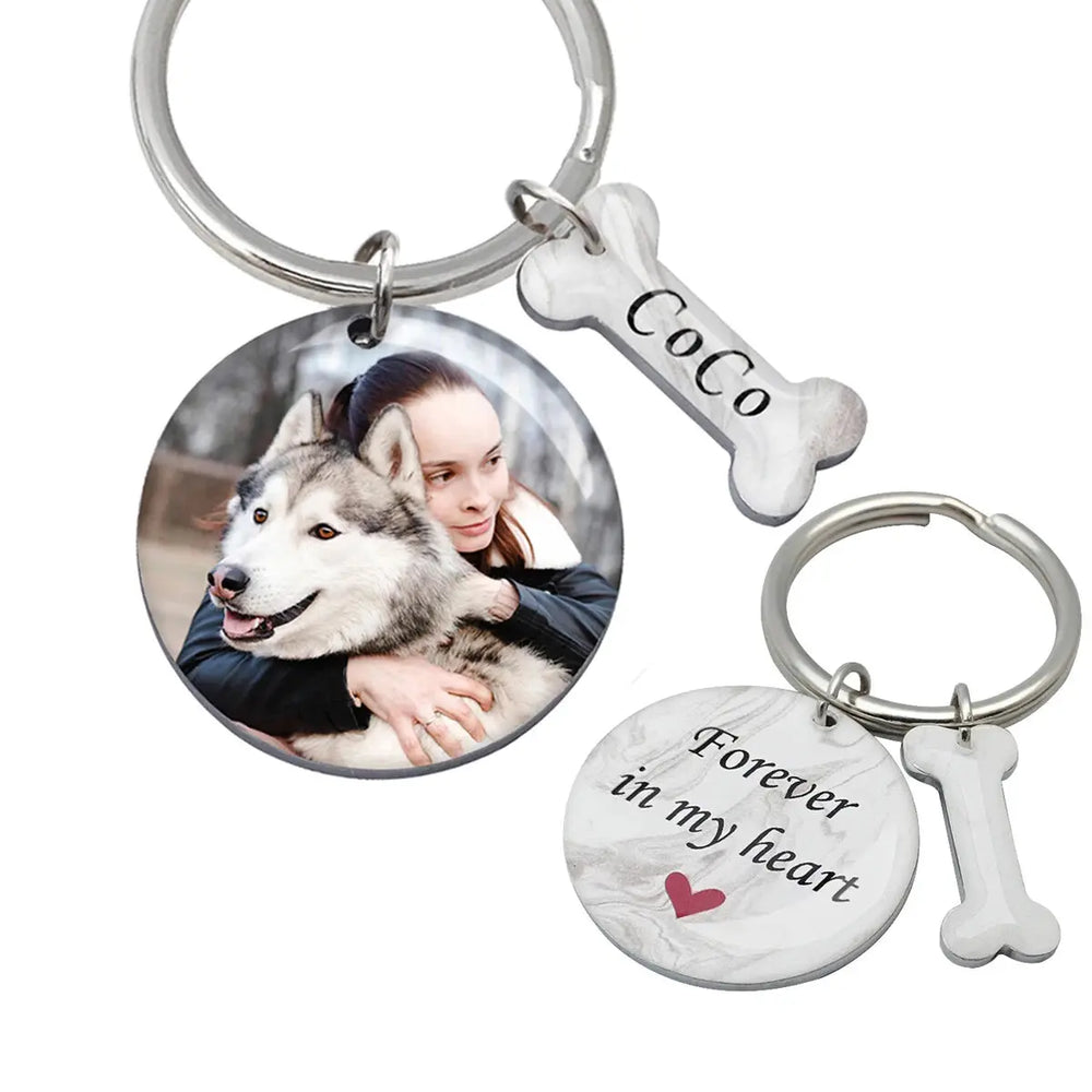 Porte Clé Personnalisé Photo et Texte Photo + Gravure