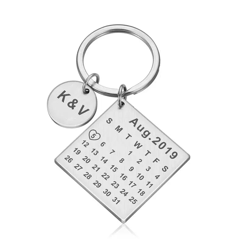 Porte Clés Initiales Carré Argent