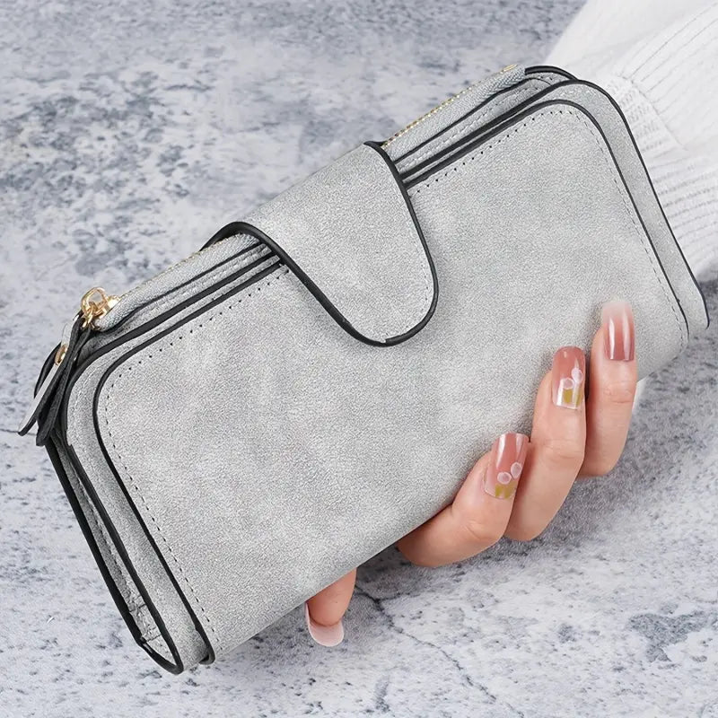 Portefeuille Cuir Femme Personnalisé Gris
