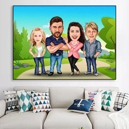 Portrait Famille Personnalisé - 80x120cm / Parc