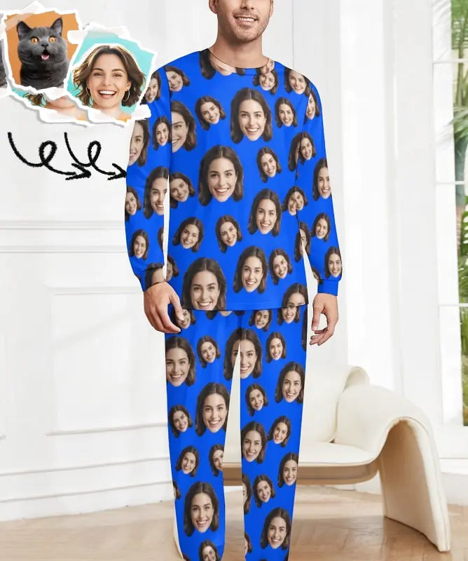 Pyjama Photo Personnalisé Bleu