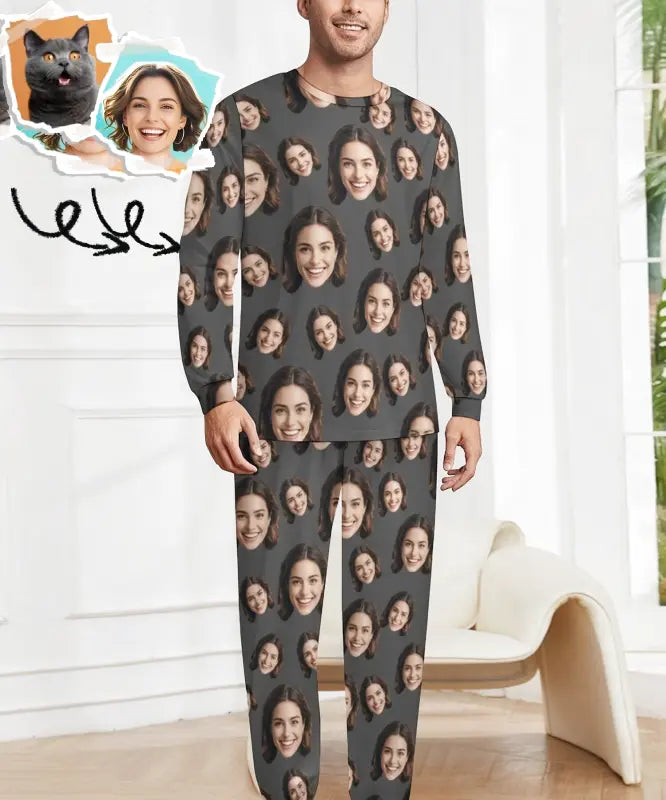 Pyjama Photo Personnalisé Gris
