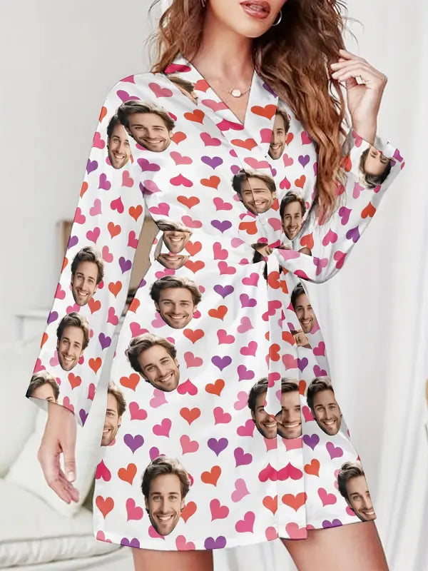 Robe de Chambre Personnalisée Femme Cœur