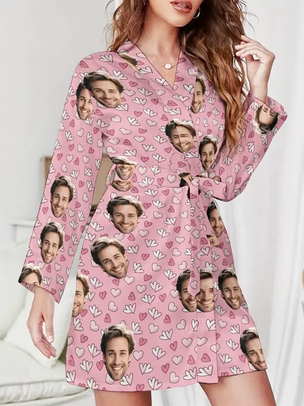 Robe de Chambre Personnalisée Femme Rose