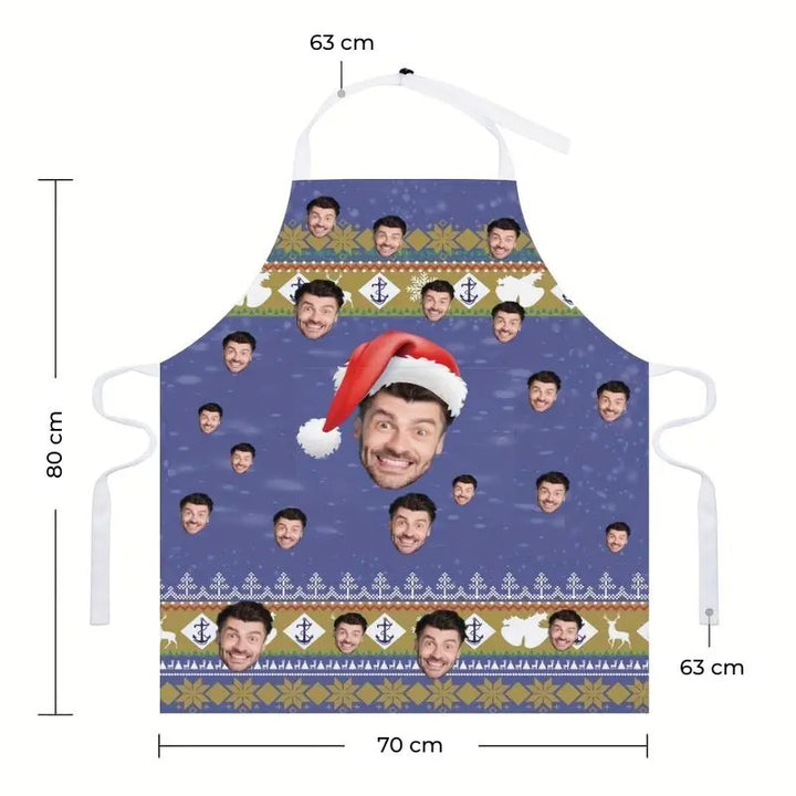 Tablier de cuisine personnalisé de Noël Bleu