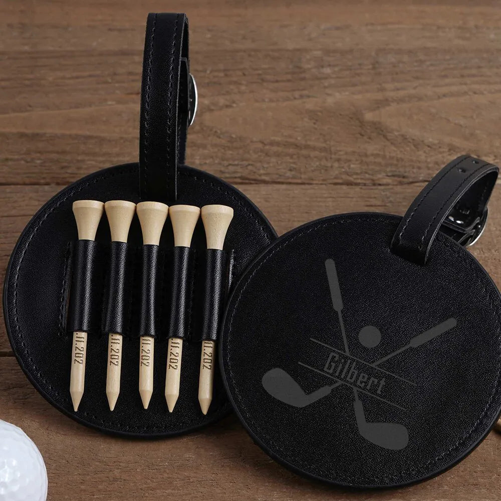 Tees Golf Personnalisés Noir Porte-tees + 5 Tees