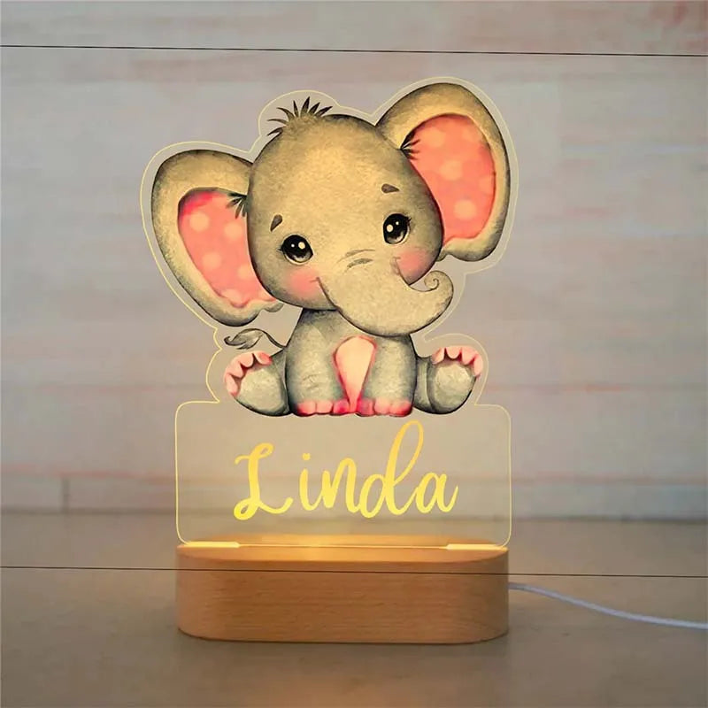 Veilleuse Personnalisée Éléphant rose